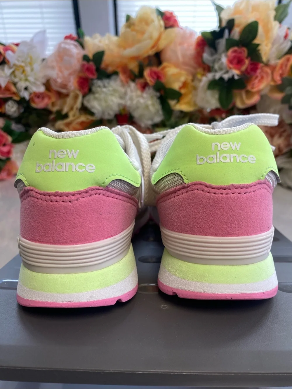 New Balance 515 Classic Kids Sneakers White Pink Lime Size 1